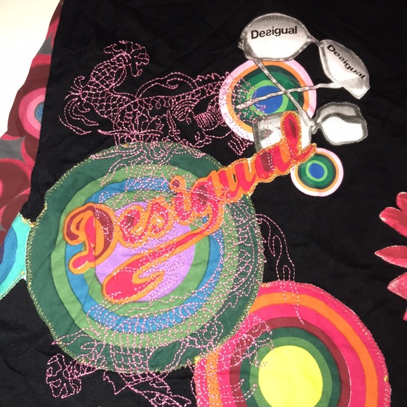 Desigual Skirt with gold and pink stitching - Picture 3 of 5